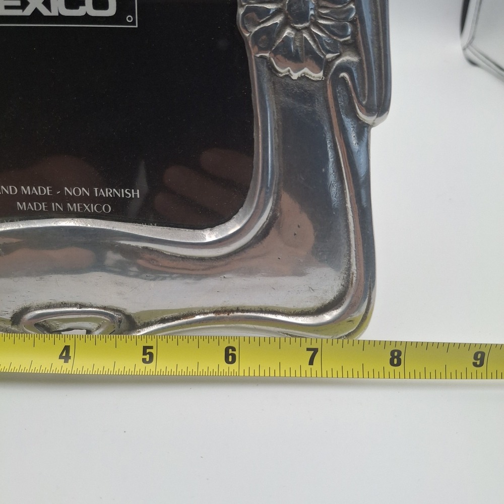 Vari Diseños Mexican Pewter Picture Frame 9.5" x 7.5" Easel‎ Back Daisy Floral - Picture 15 of 16